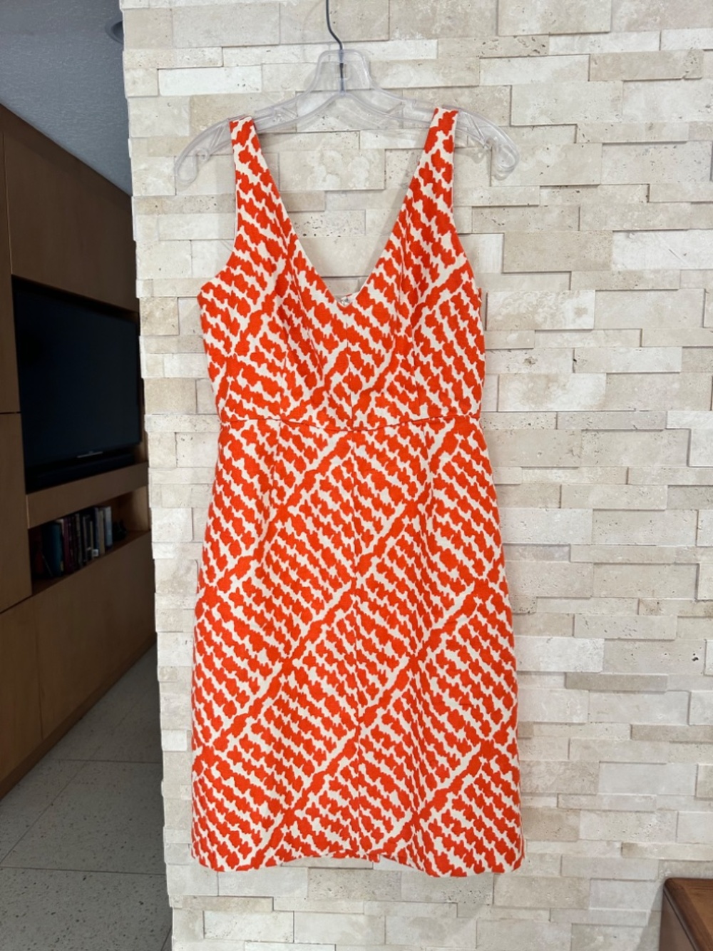 J CREW LINEN DRESS ORANGE CREAM FULLY LINED GOOD QUALITY 8